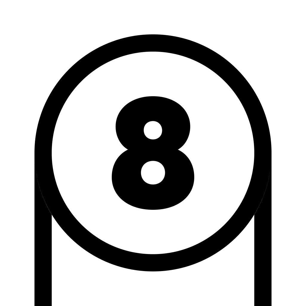 The app icon for Pindrop showing a stylized pin with a number 8